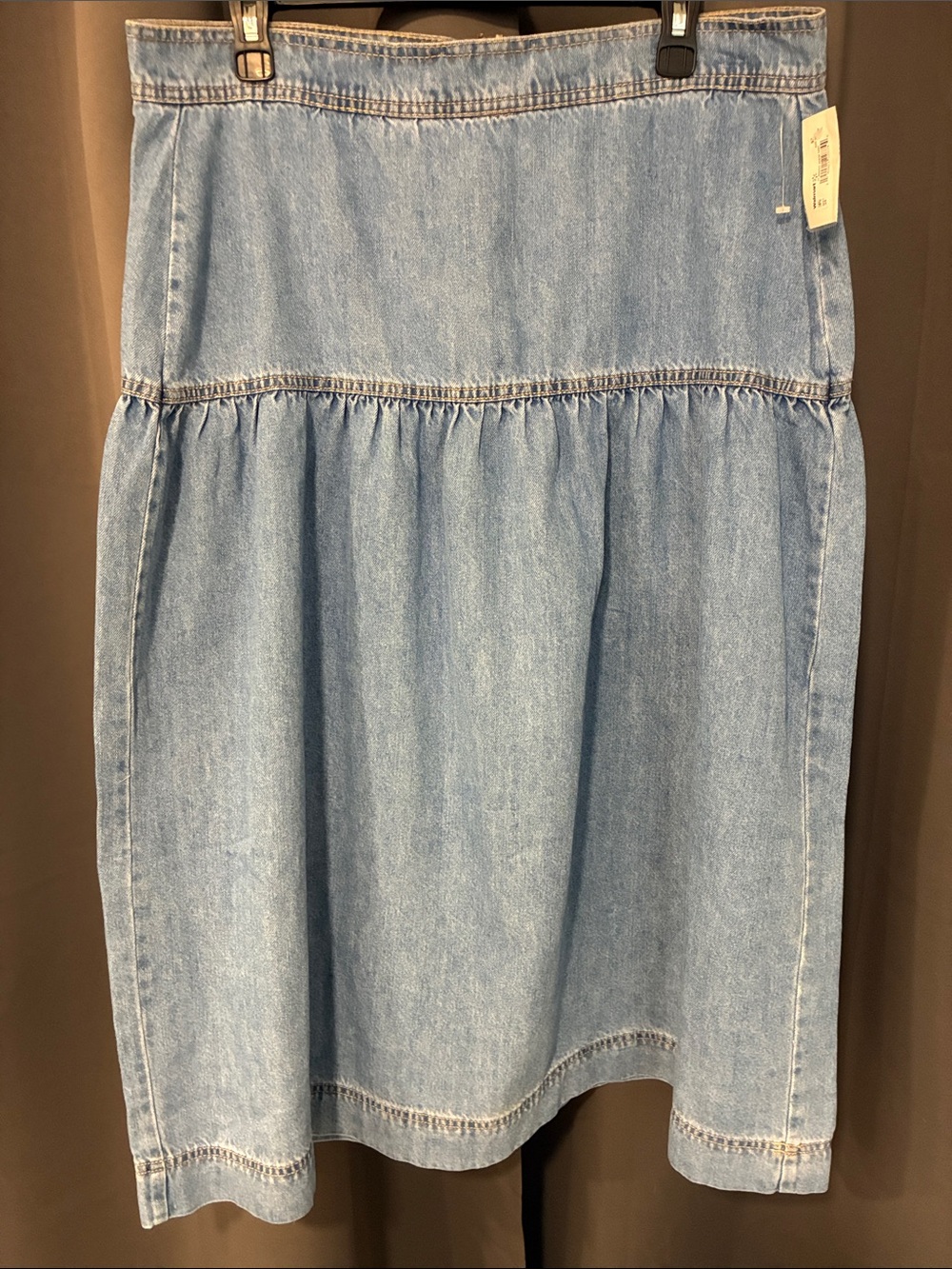 Time and Tru Light Blue Denim Midi Skirt